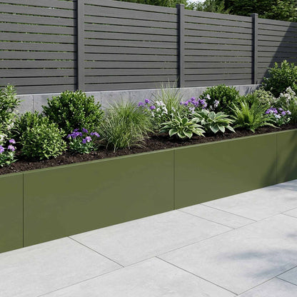 Retaining Wall 100 x 12 x 40 cm Steel 2 pcs Olive green