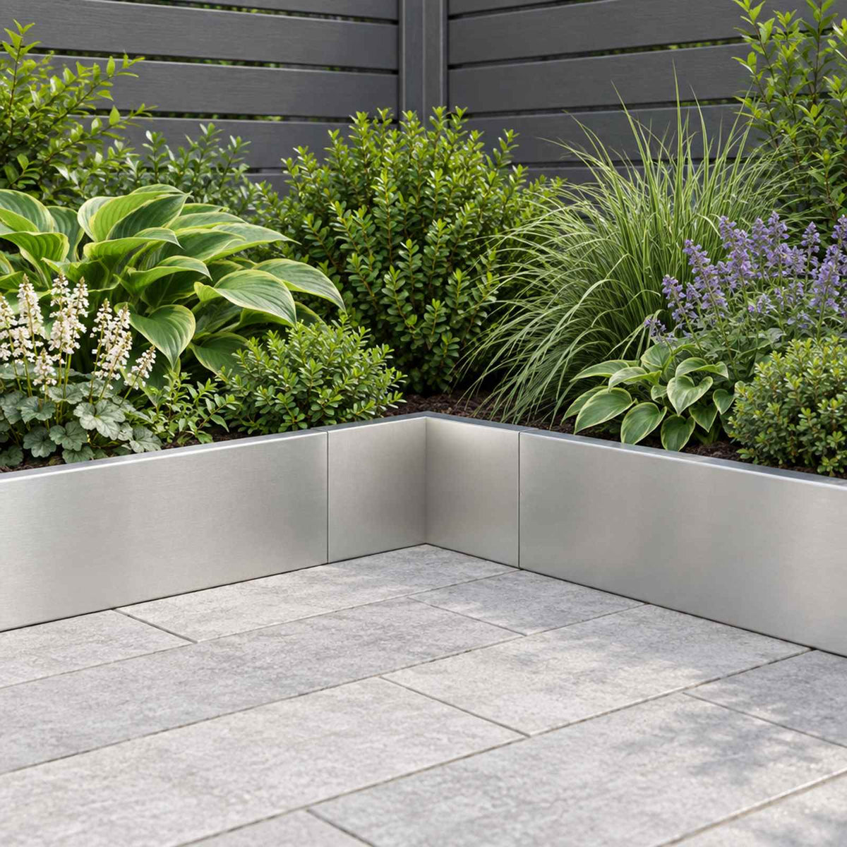 Retaining Wall 2 pcs Steel 50 x 50 x 30 cm 2 x 270° Corner Stainless steel