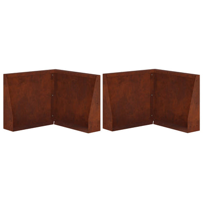 Retaining Wall 2 pcs Steel 50 x 50 x 40 cm 2 x 90°corner Weathering steel