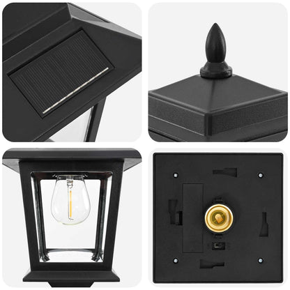 Solar Lamp Post with Planter Black 32 x 32 x 158 cm Lantern set