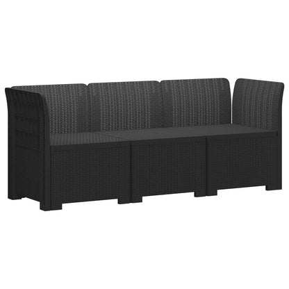 vidaXL 3-Seater Garden Sofa Rattan Look PP Anthracite 2