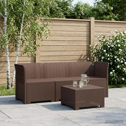 vidaXL 3-Seater Garden Sofa Rattan Look PP Brown 1