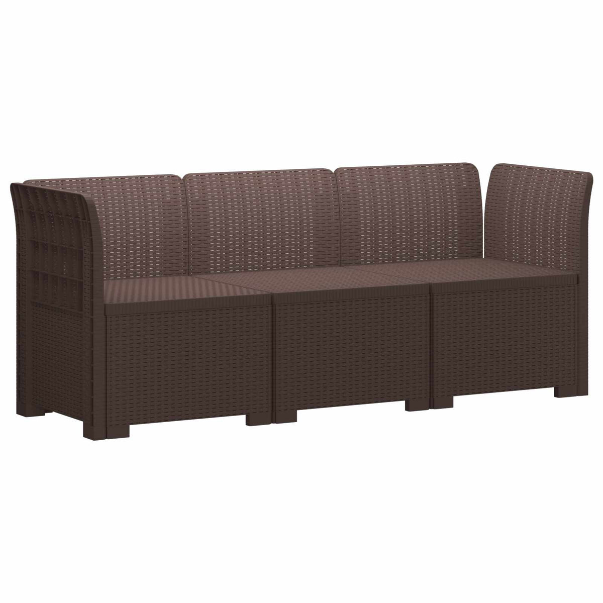 vidaXL 3-Seater Garden Sofa Rattan Look PP Brown 2