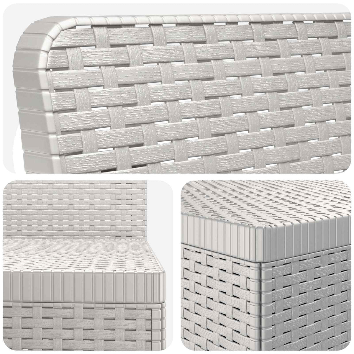 vidaXL 3-Seater Garden Sofa Rattan Look PP White 5