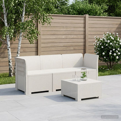 vidaXL 3-Seater Garden Sofa Rattan Look PP White 1