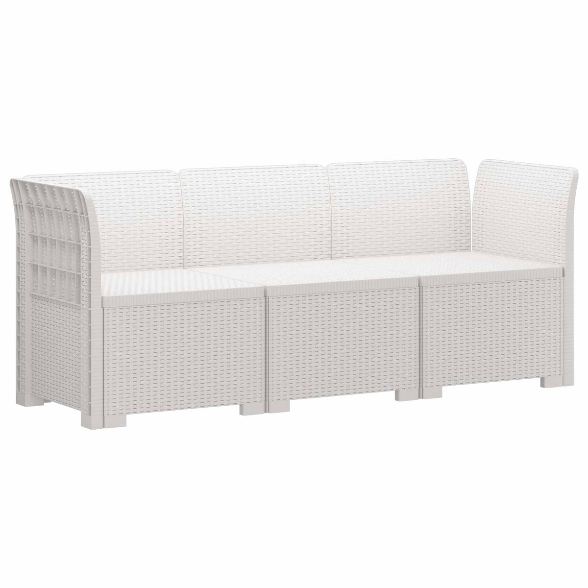 vidaXL 3-Seater Garden Sofa Rattan Look PP White 2