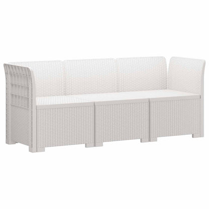 vidaXL 3-Seater Garden Sofa Rattan Look PP White 2