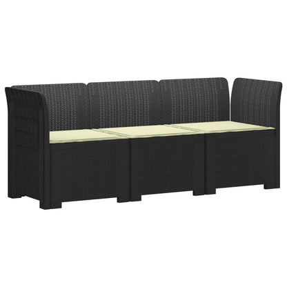 vidaXL 3-Seater Garden Sofa with Cushions Rattan Look PP Anthracite 2