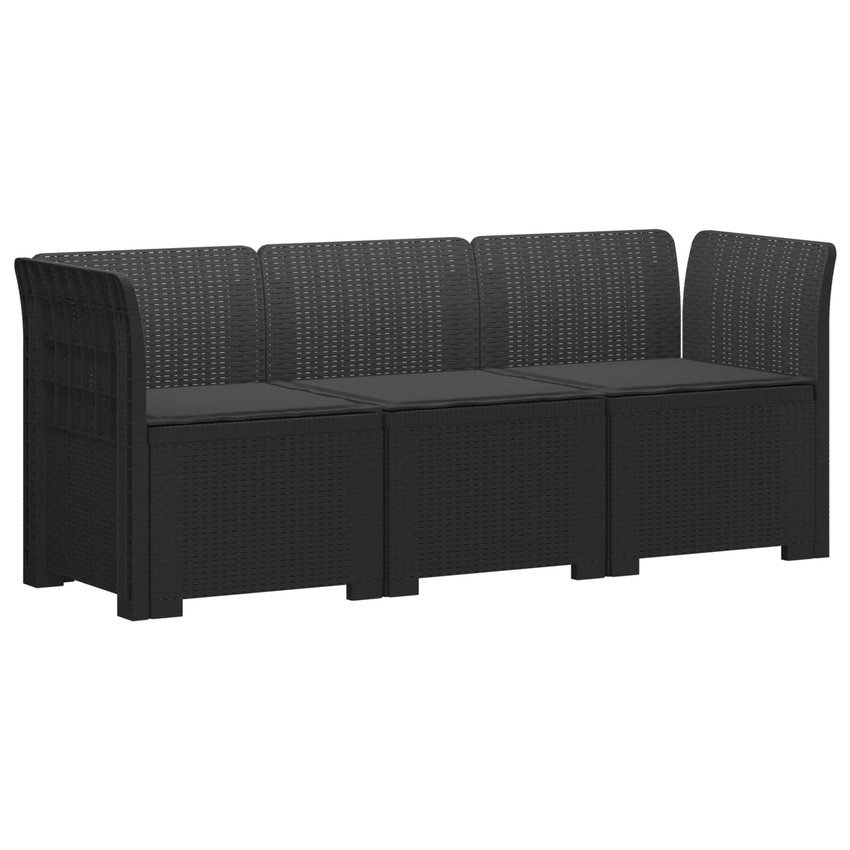vidaXL 3-Seater Garden Sofa with Cushions Rattan Look PP Anthracite 2