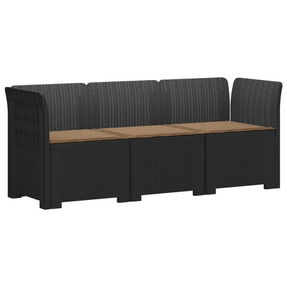 vidaXL 3-Seater Garden Sofa with Cushions Rattan Look PP Anthracite 2