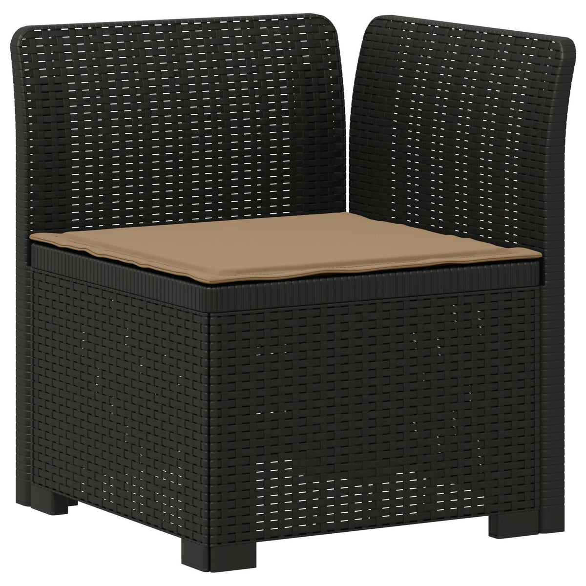 vidaXL 3-Seater Garden Sofa with Cushions Rattan Look PP Anthracite 4