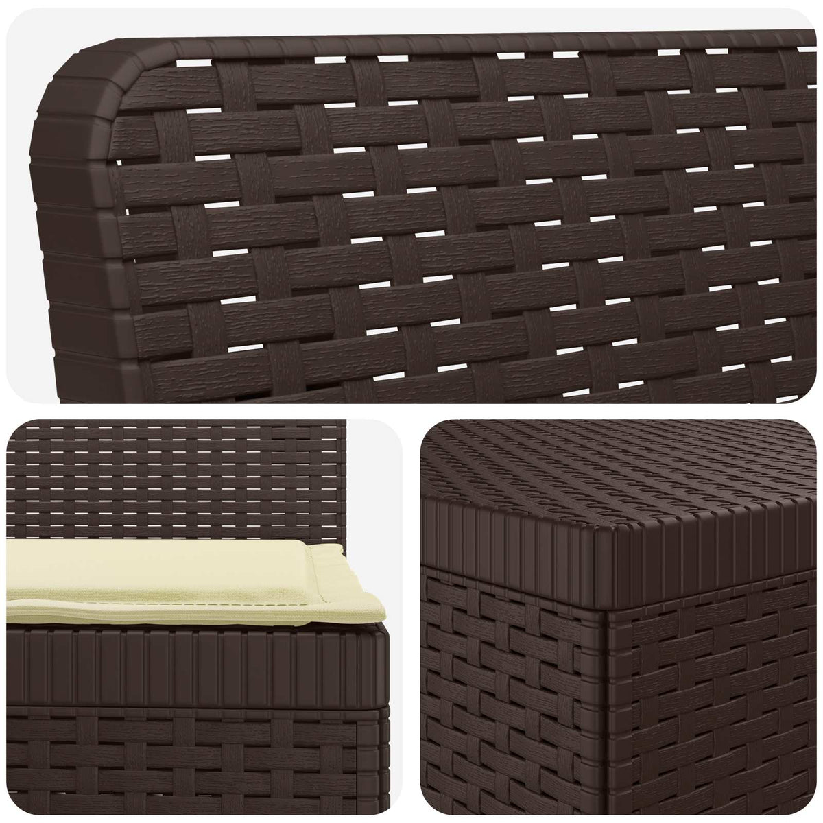 vidaXL 3-Seater Garden Sofa with Cushions Rattan Look PP Brown 5