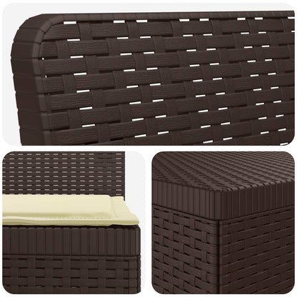 vidaXL 3-Seater Garden Sofa with Cushions Rattan Look PP Brown 5
