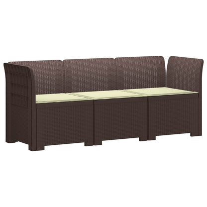 vidaXL 3-Seater Garden Sofa with Cushions Rattan Look PP Brown 2
