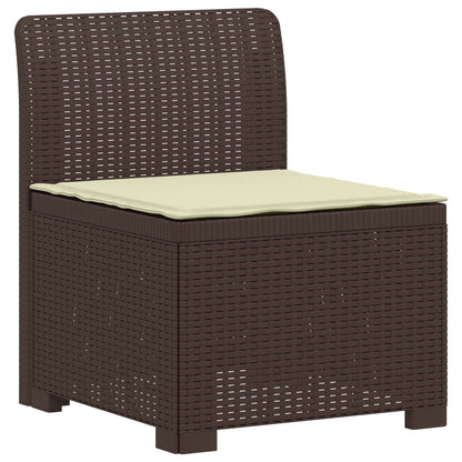 vidaXL 3-Seater Garden Sofa with Cushions Rattan Look PP Brown 3