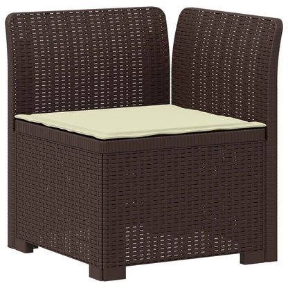 vidaXL 3-Seater Garden Sofa with Cushions Rattan Look PP Brown 4