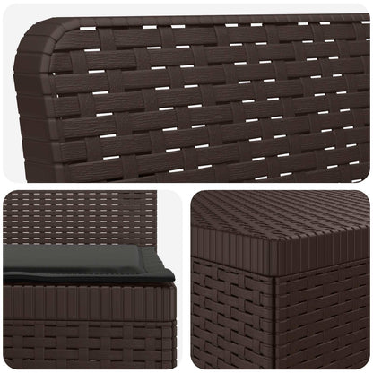 vidaXL 3-Seater Garden Sofa with Cushions Rattan Look PP Brown 5