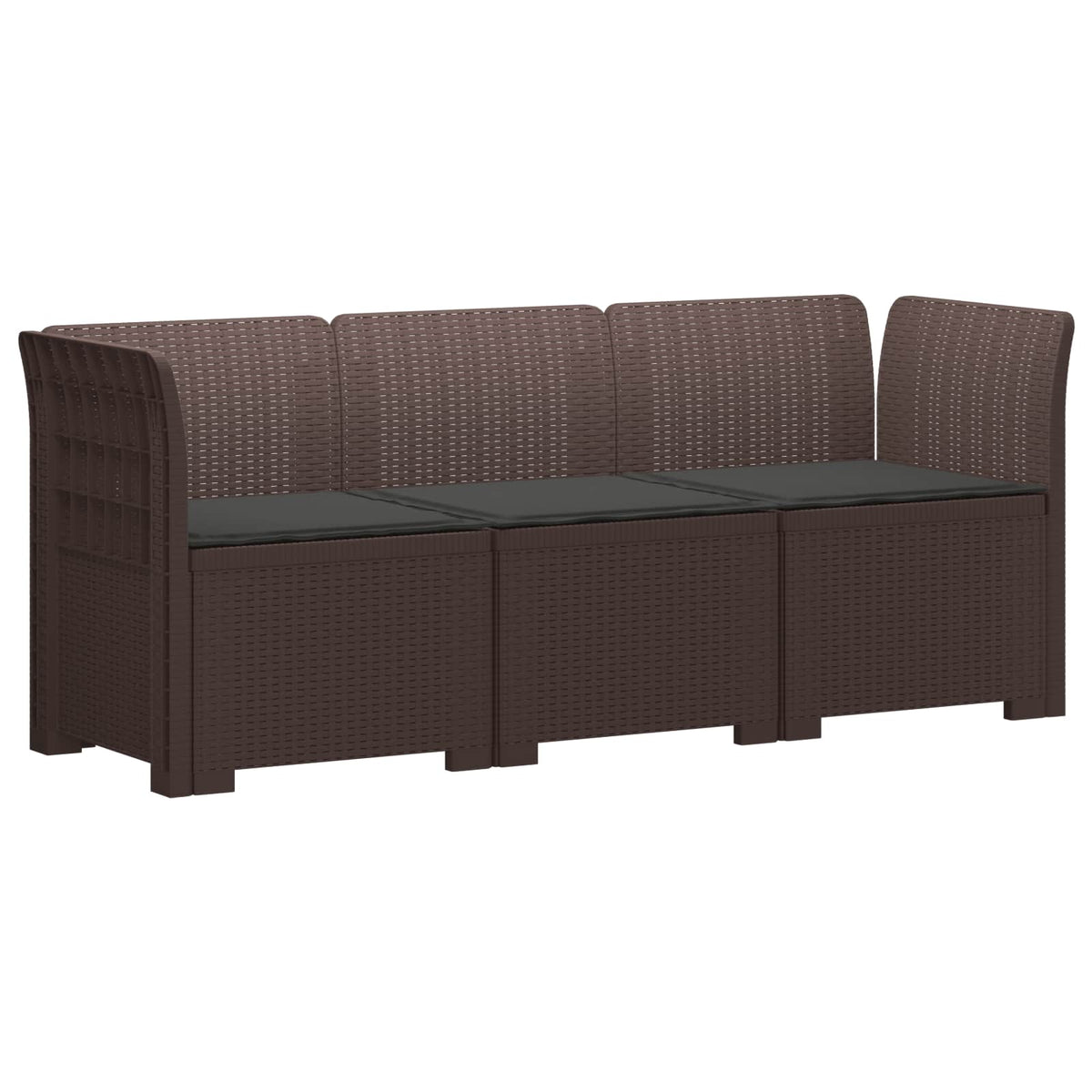 vidaXL 3-Seater Garden Sofa with Cushions Rattan Look PP Brown 2