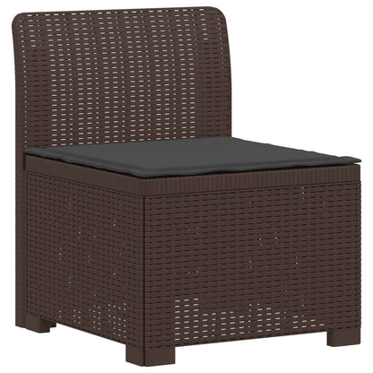 vidaXL 3-Seater Garden Sofa with Cushions Rattan Look PP Brown 3