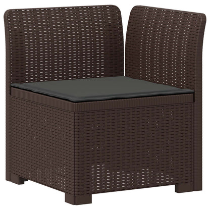 vidaXL 3-Seater Garden Sofa with Cushions Rattan Look PP Brown 4