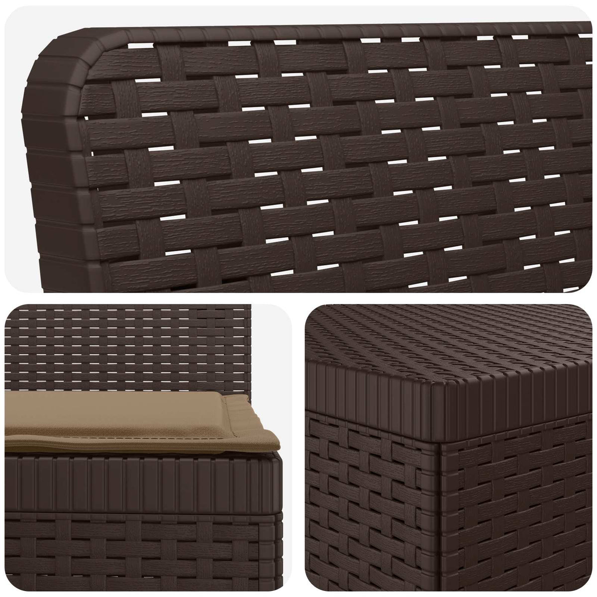 vidaXL 3-Seater Garden Sofa with Cushions Rattan Look PP Brown 5