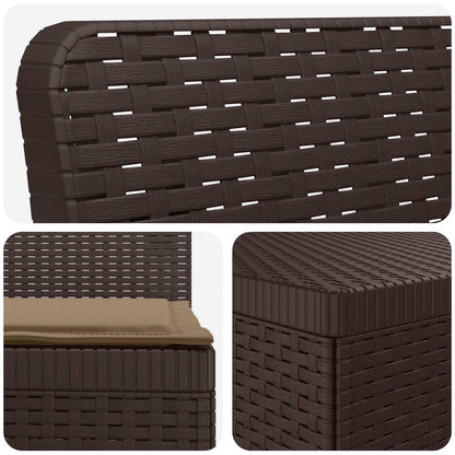 vidaXL 3-Seater Garden Sofa with Cushions Rattan Look PP Brown 5