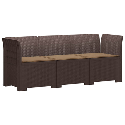 vidaXL 3-Seater Garden Sofa with Cushions Rattan Look PP Brown 2