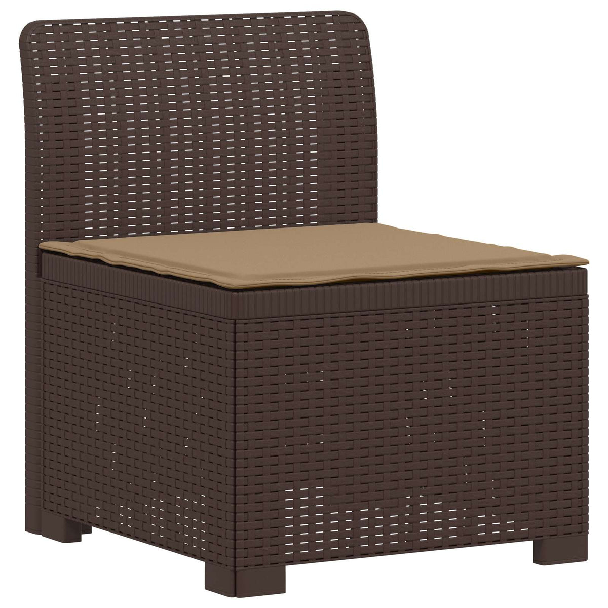 vidaXL 3-Seater Garden Sofa with Cushions Rattan Look PP Brown 3