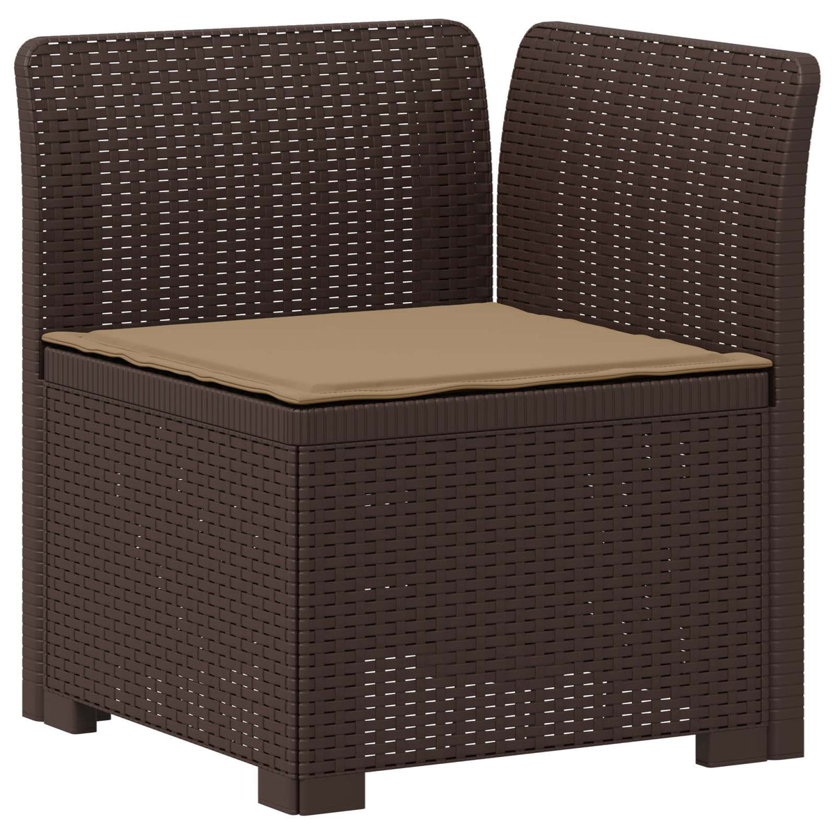 vidaXL 3-Seater Garden Sofa with Cushions Rattan Look PP Brown 4