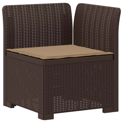 vidaXL 3-Seater Garden Sofa with Cushions Rattan Look PP Brown 4