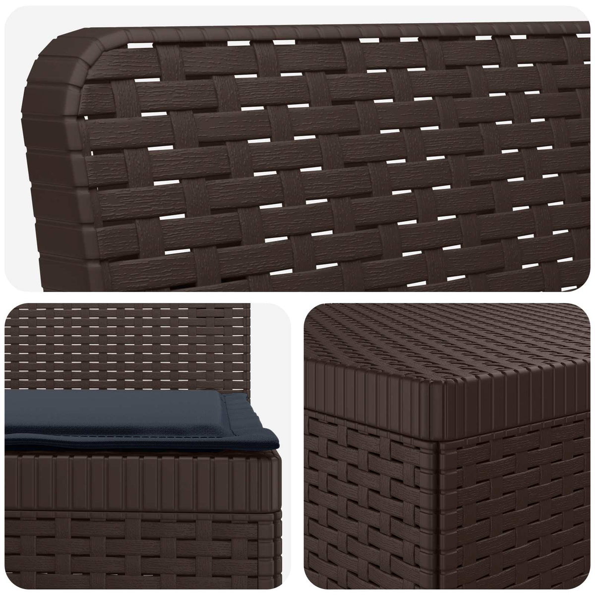 vidaXL 3-Seater Garden Sofa with Cushions Rattan Look PP Brown 5