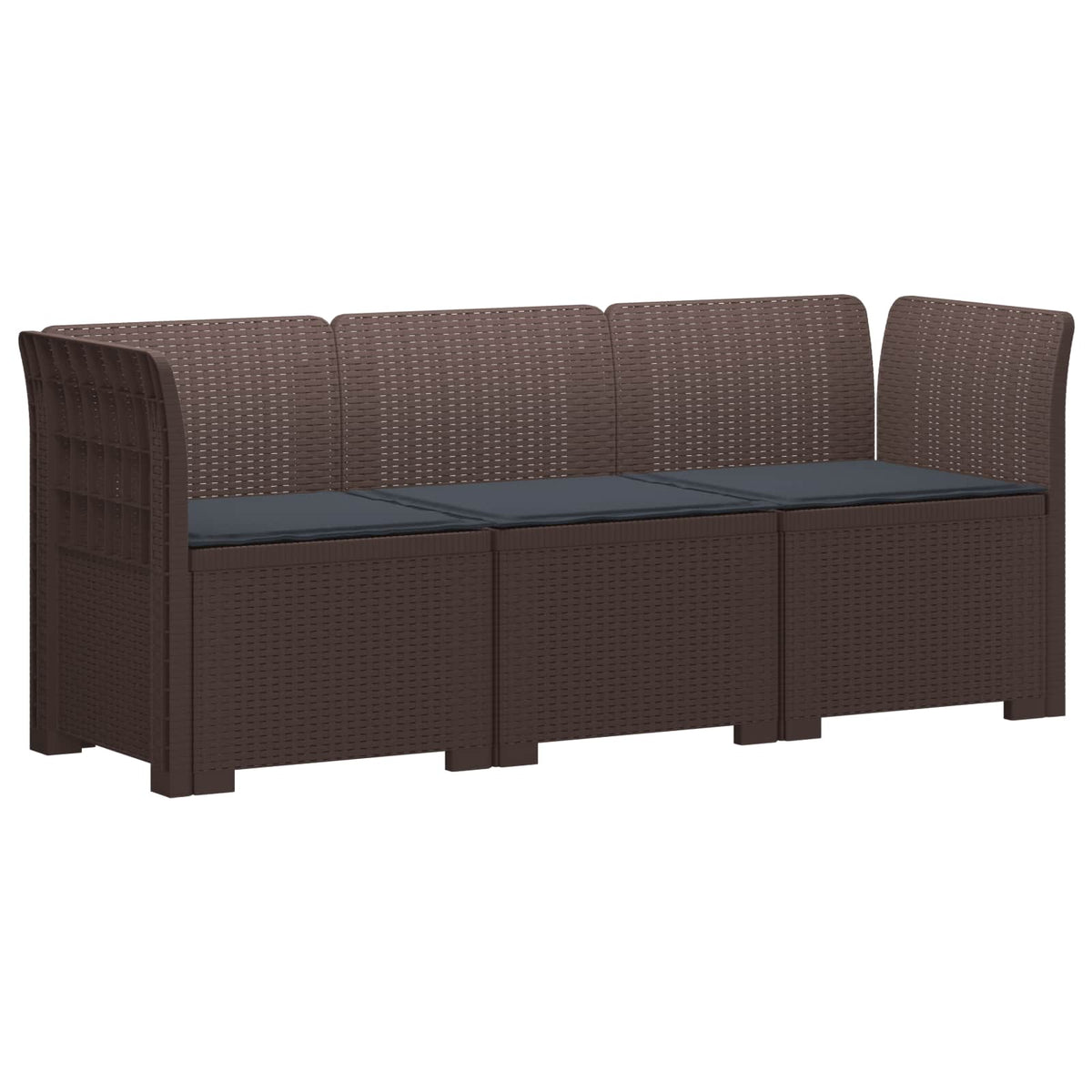 vidaXL 3-Seater Garden Sofa with Cushions Rattan Look PP Brown 2
