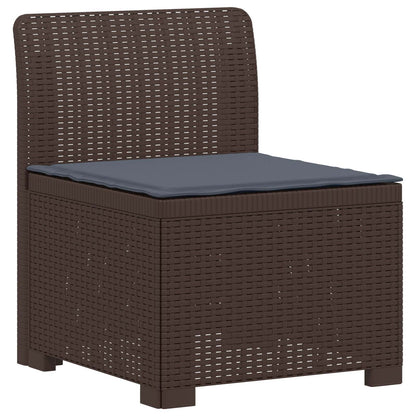 vidaXL 3-Seater Garden Sofa with Cushions Rattan Look PP Brown 3