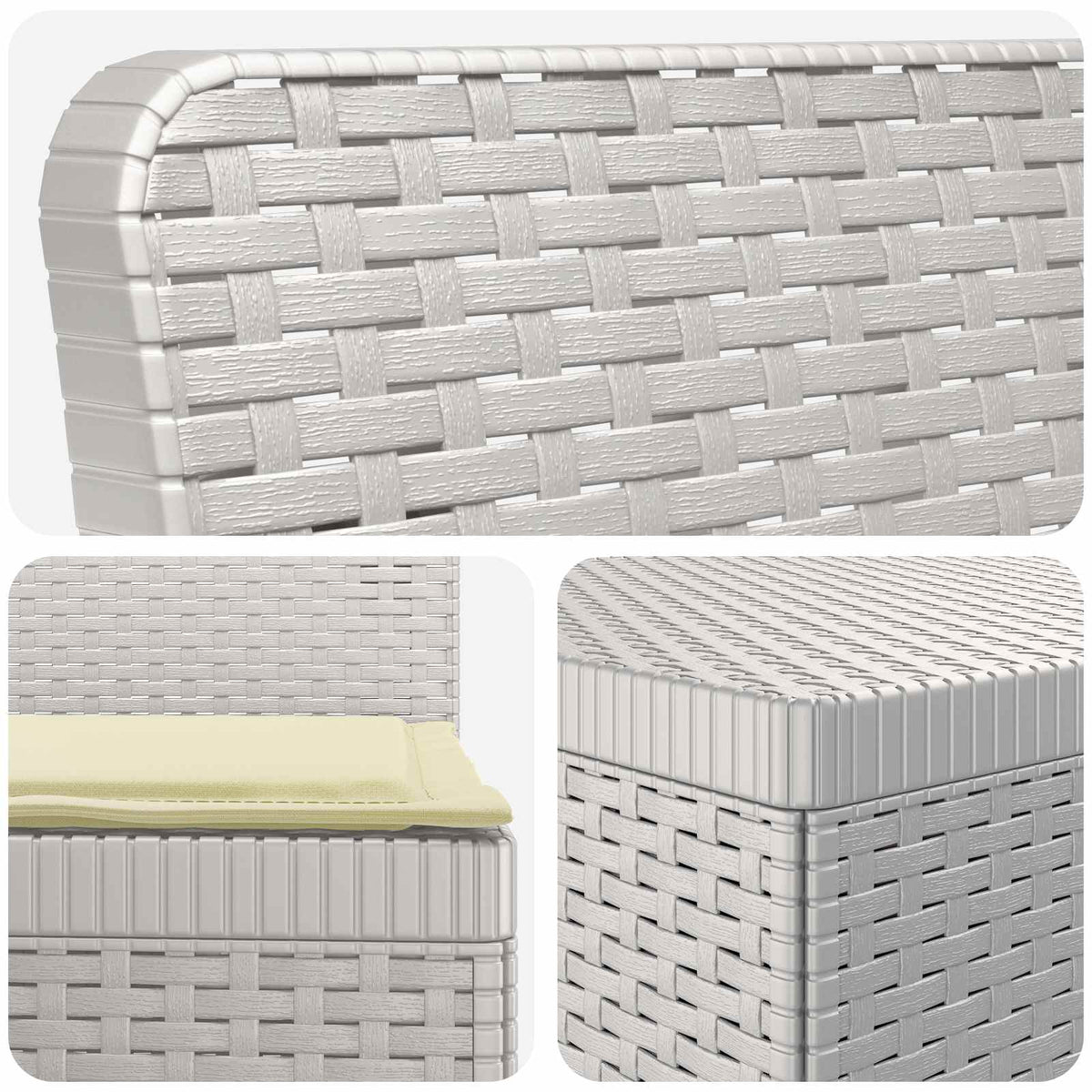 vidaXL 3-Seater Garden Sofa with Cushions Rattan Look PP White 5