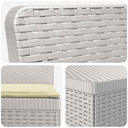 vidaXL 3-Seater Garden Sofa with Cushions Rattan Look PP White 5