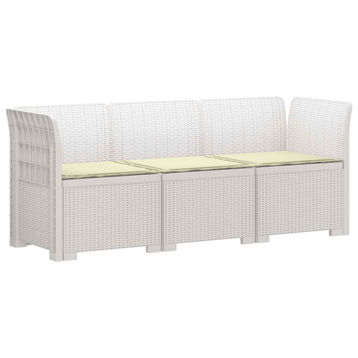 vidaXL 3-Seater Garden Sofa with Cushions Rattan Look PP White 2