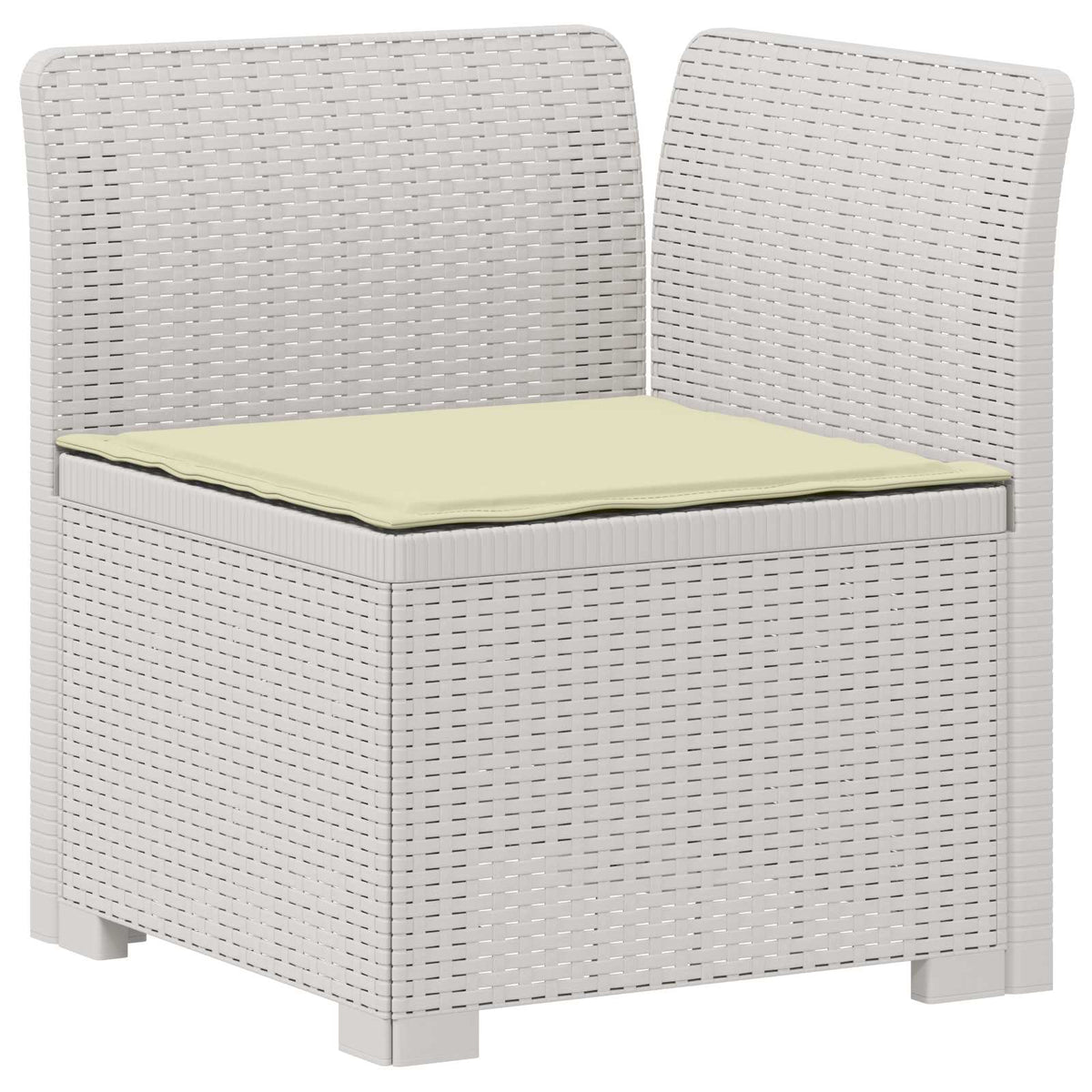 vidaXL 3-Seater Garden Sofa with Cushions Rattan Look PP White 4