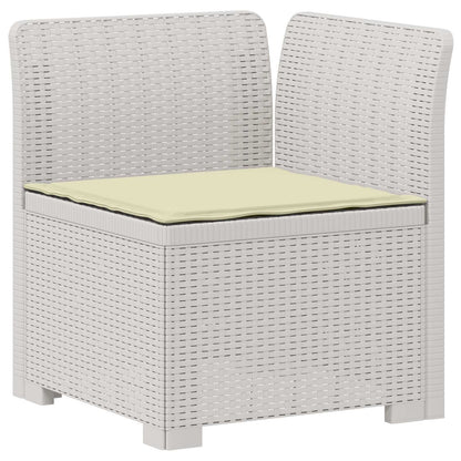 vidaXL 3-Seater Garden Sofa with Cushions Rattan Look PP White 4