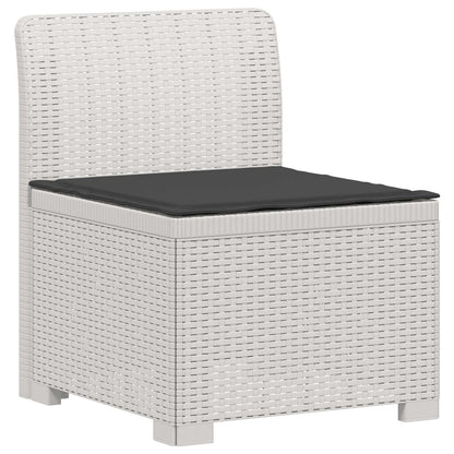 vidaXL 3-Seater Garden Sofa with Cushions Rattan Look PP White 3