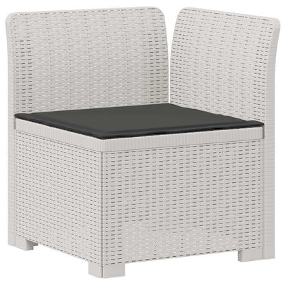 vidaXL 3-Seater Garden Sofa with Cushions Rattan Look PP White 4