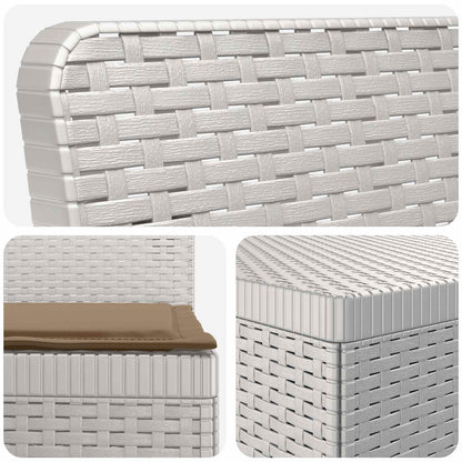 vidaXL 3-Seater Garden Sofa with Cushions Rattan Look PP White 5
