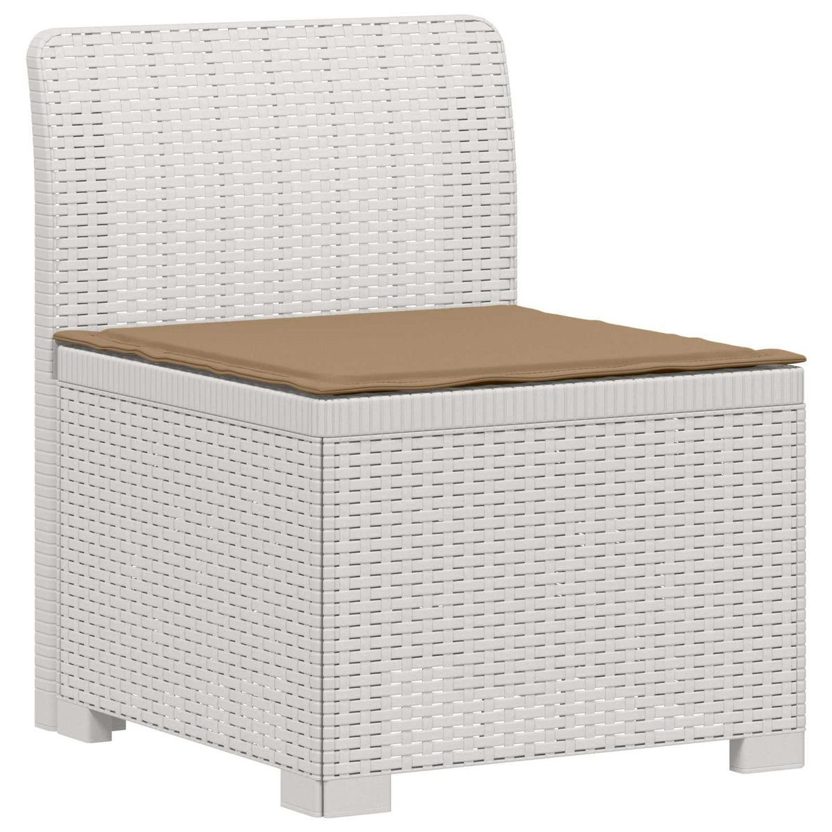 vidaXL 3-Seater Garden Sofa with Cushions Rattan Look PP White 3