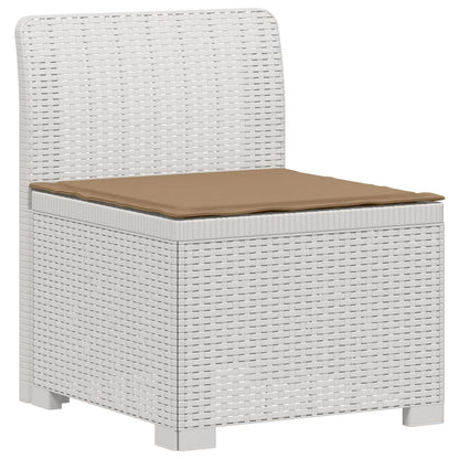 vidaXL 3-Seater Garden Sofa with Cushions Rattan Look PP White 3