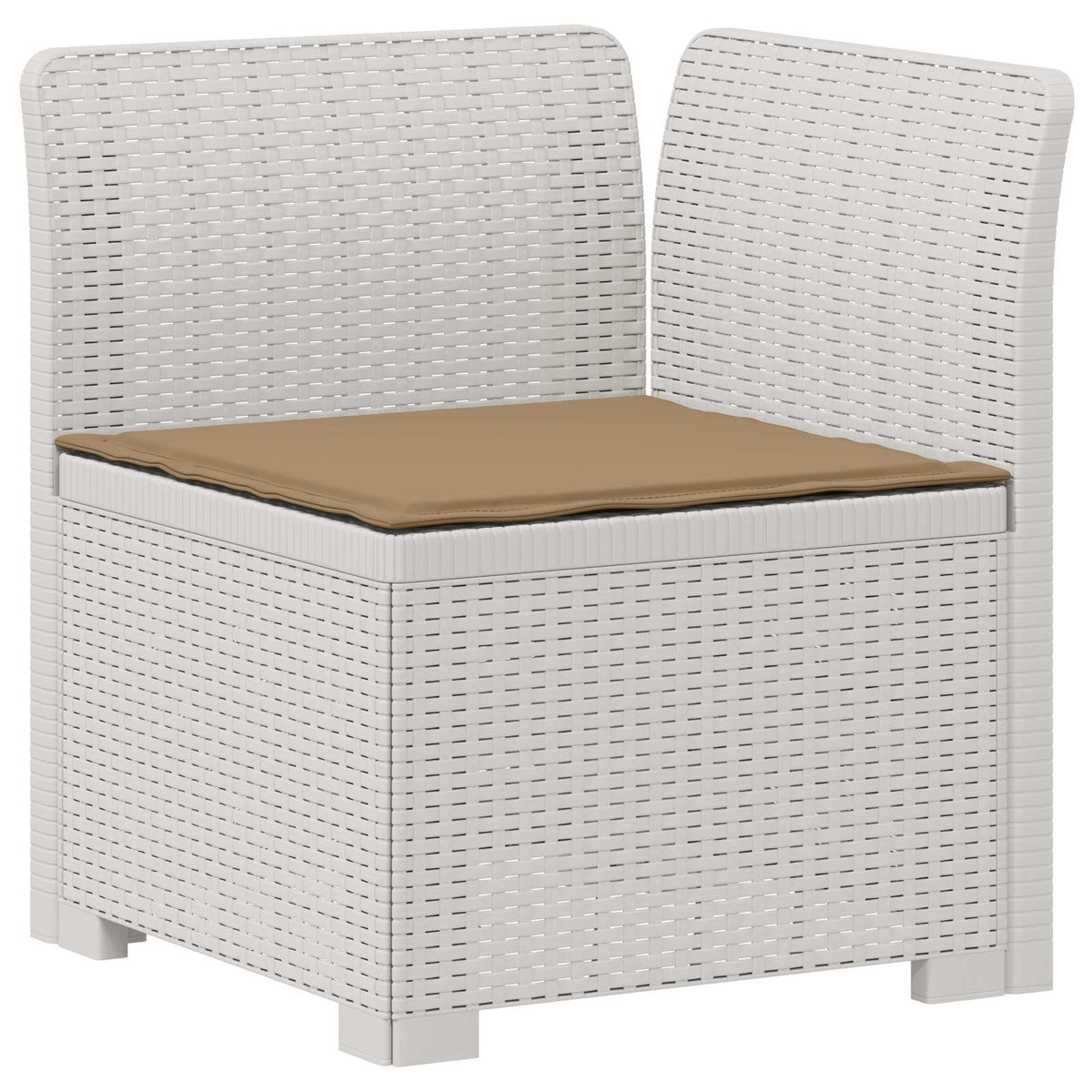vidaXL 3-Seater Garden Sofa with Cushions Rattan Look PP White 4