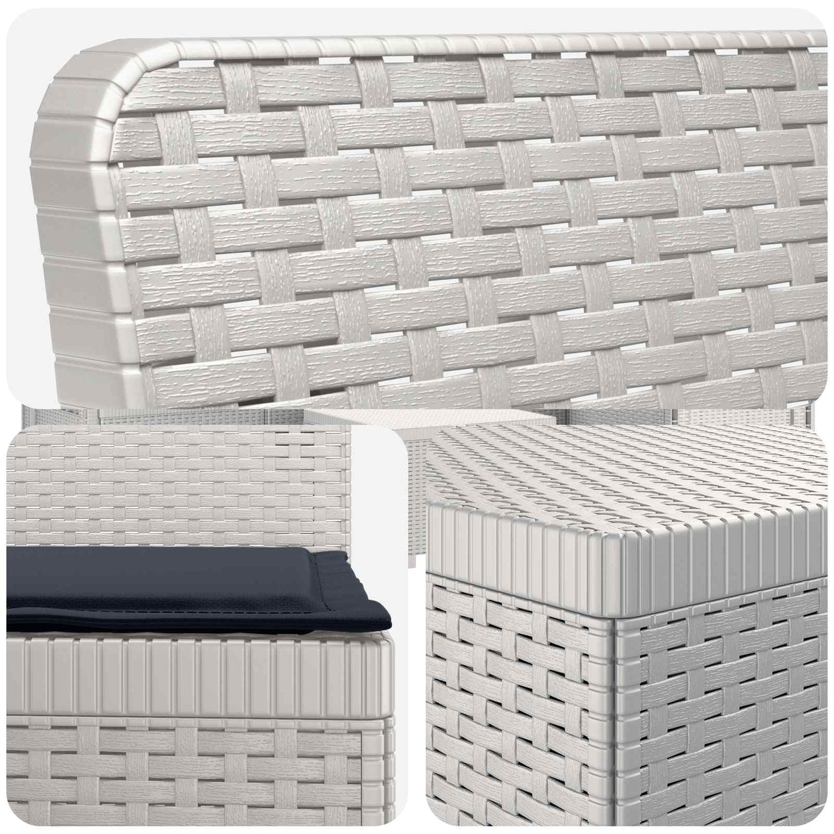 vidaXL 3-Seater Garden Sofa with Cushions Rattan Look PP White 5