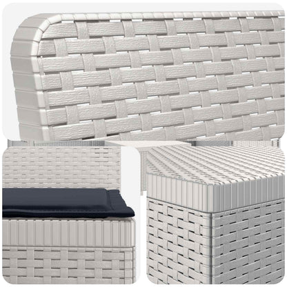 vidaXL 3-Seater Garden Sofa with Cushions Rattan Look PP White 5