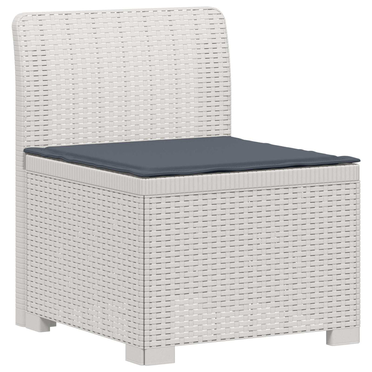 vidaXL 3-Seater Garden Sofa with Cushions Rattan Look PP White 3