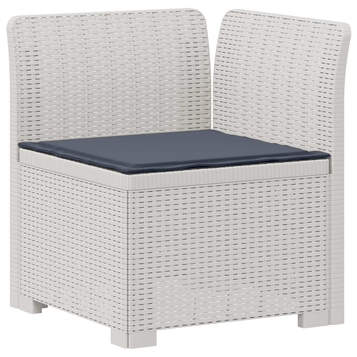 vidaXL 3-Seater Garden Sofa with Cushions Rattan Look PP White 4