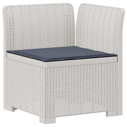 vidaXL 3-Seater Garden Sofa with Cushions Rattan Look PP White 4