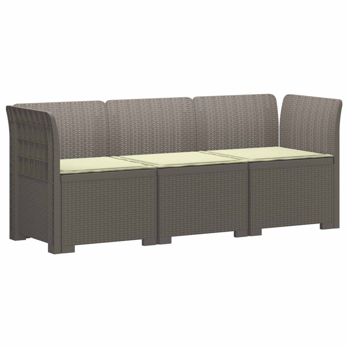 vidaXL 3-Seater Garden Sofa with Cushions Rattan Look PP Light Grey 2